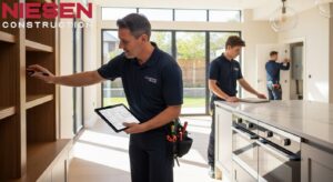 Custom home builder conducting comprehensive final quality inspection with detailed checklist