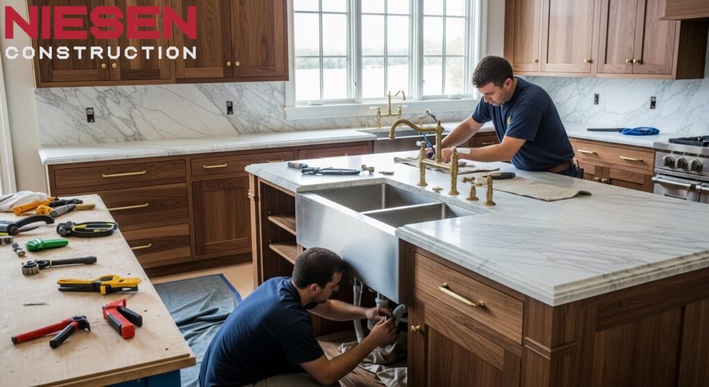 Luxury custom home kitchen and bathroom