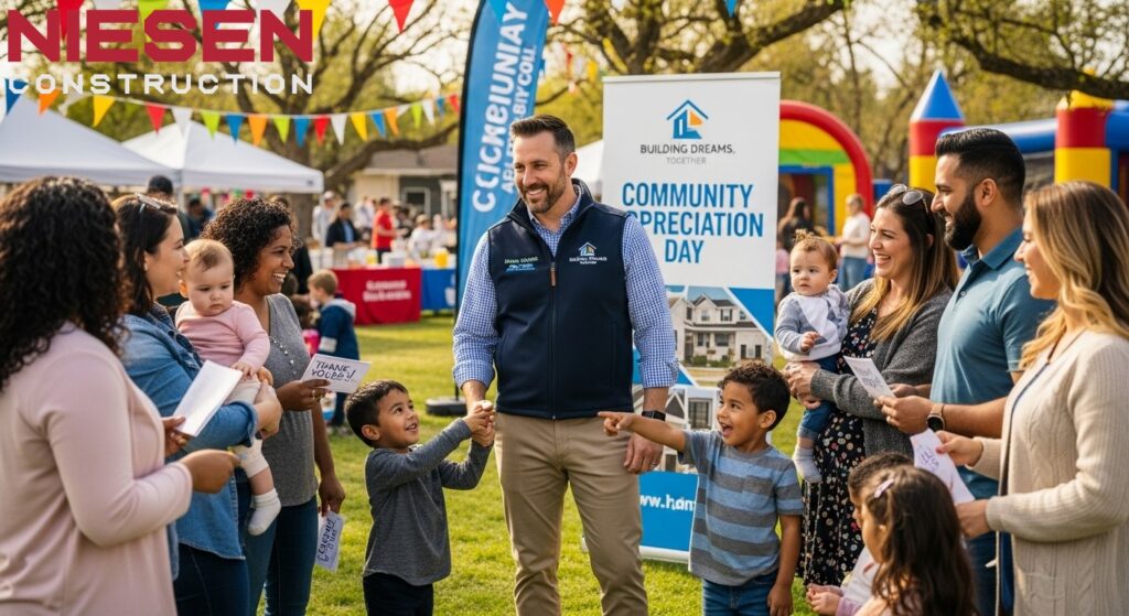 Custom home builder at a community event