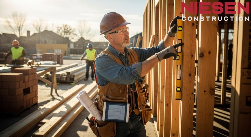 Experienced custom home builder identifying and addressing potential construction