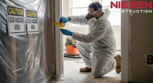 Professional contractor in proper safety equipment