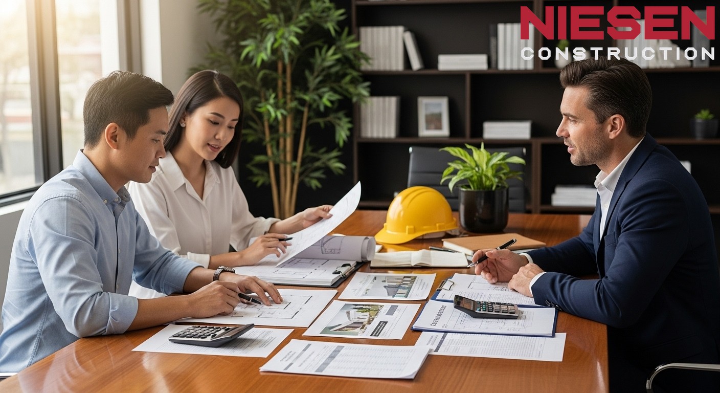 Custom home builder and homeowners working together