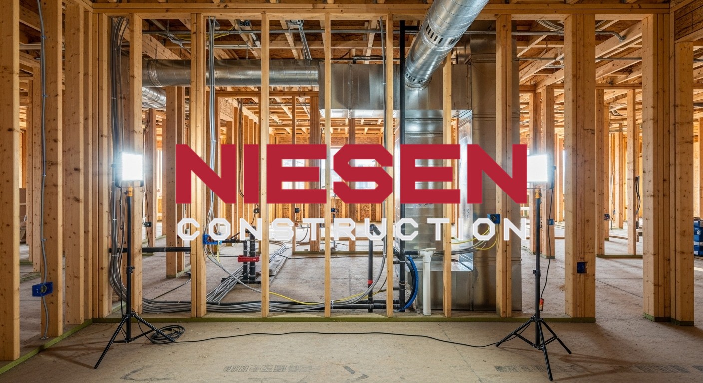 Interior view of custom home showing exposed electrical wiring