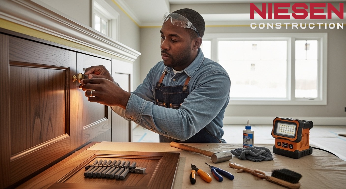 Master craftsman applying final finishes and detail work