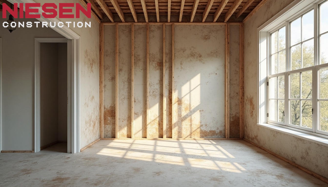 View of a wall in an interior remodel