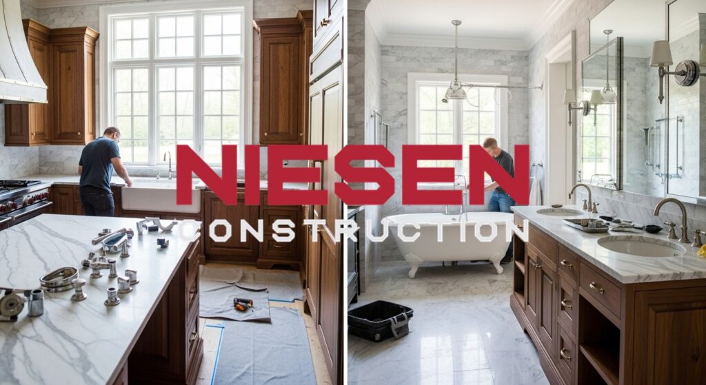 Luxury custom home kitchen and bathroom