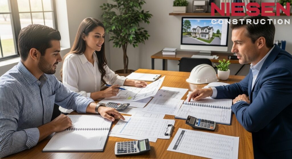 Custom home builder and homeowners working together