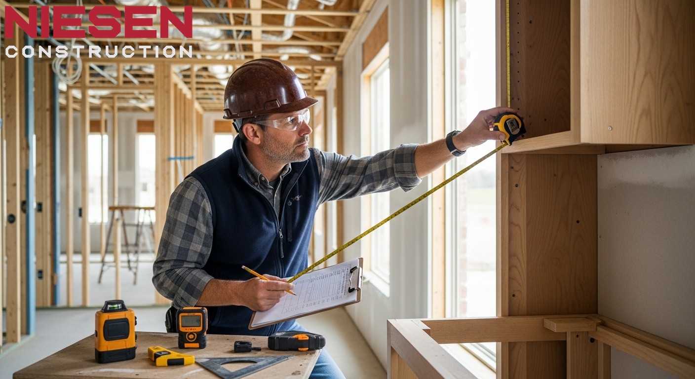Professional custom home builder conducting detailed quality inspection