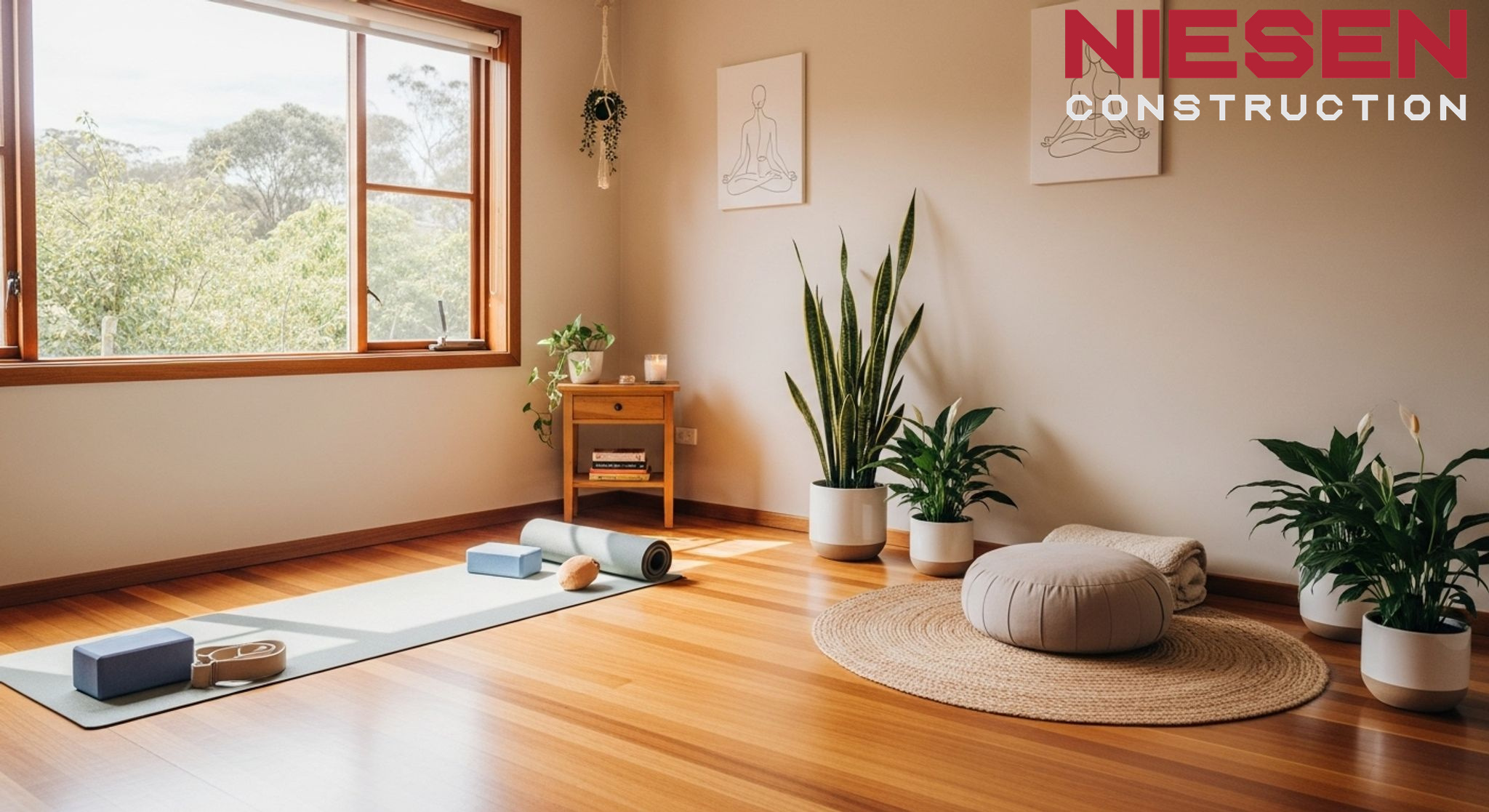 A serene home yoga space