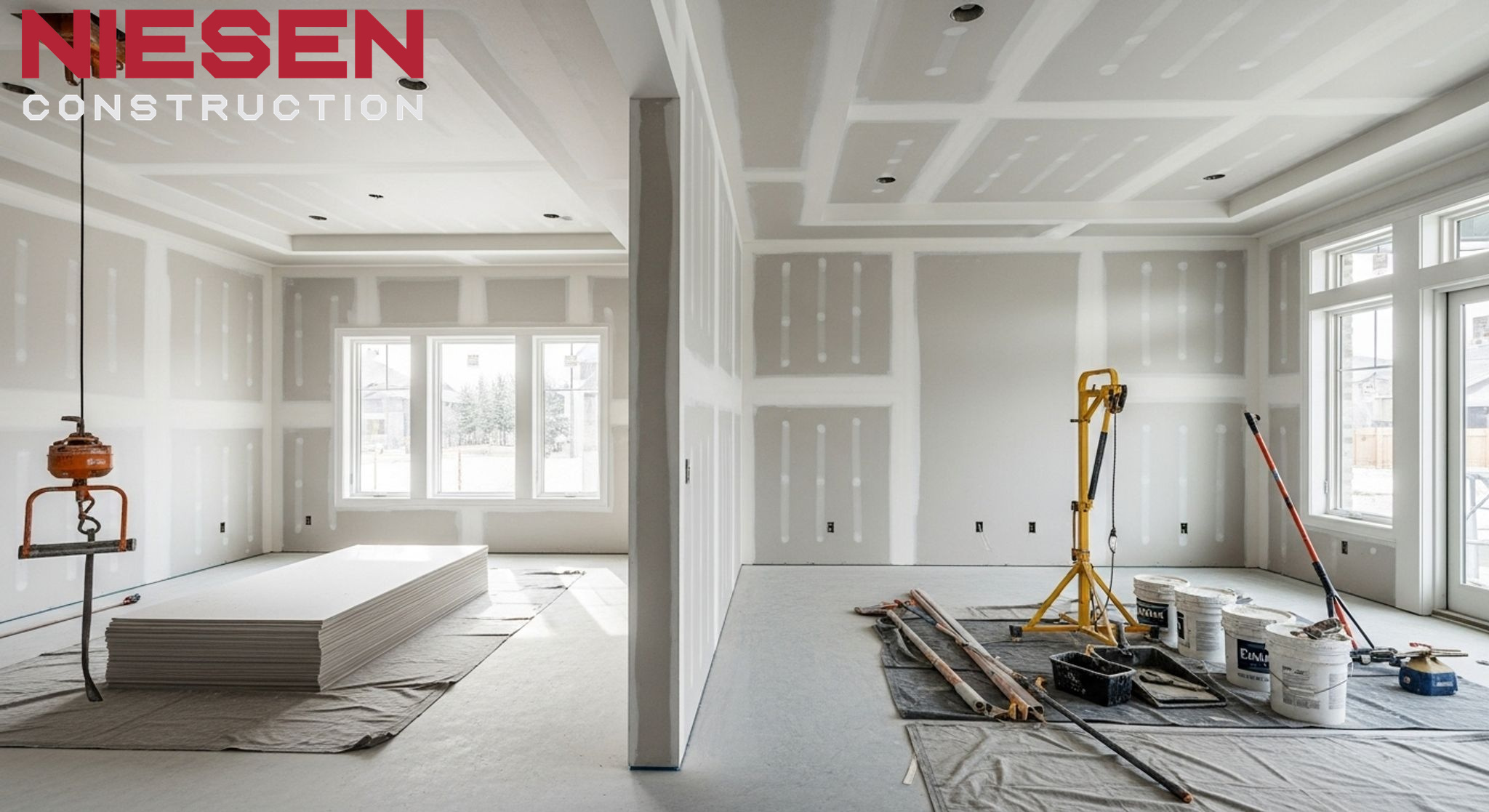 Clean, professionally finished drywall installation