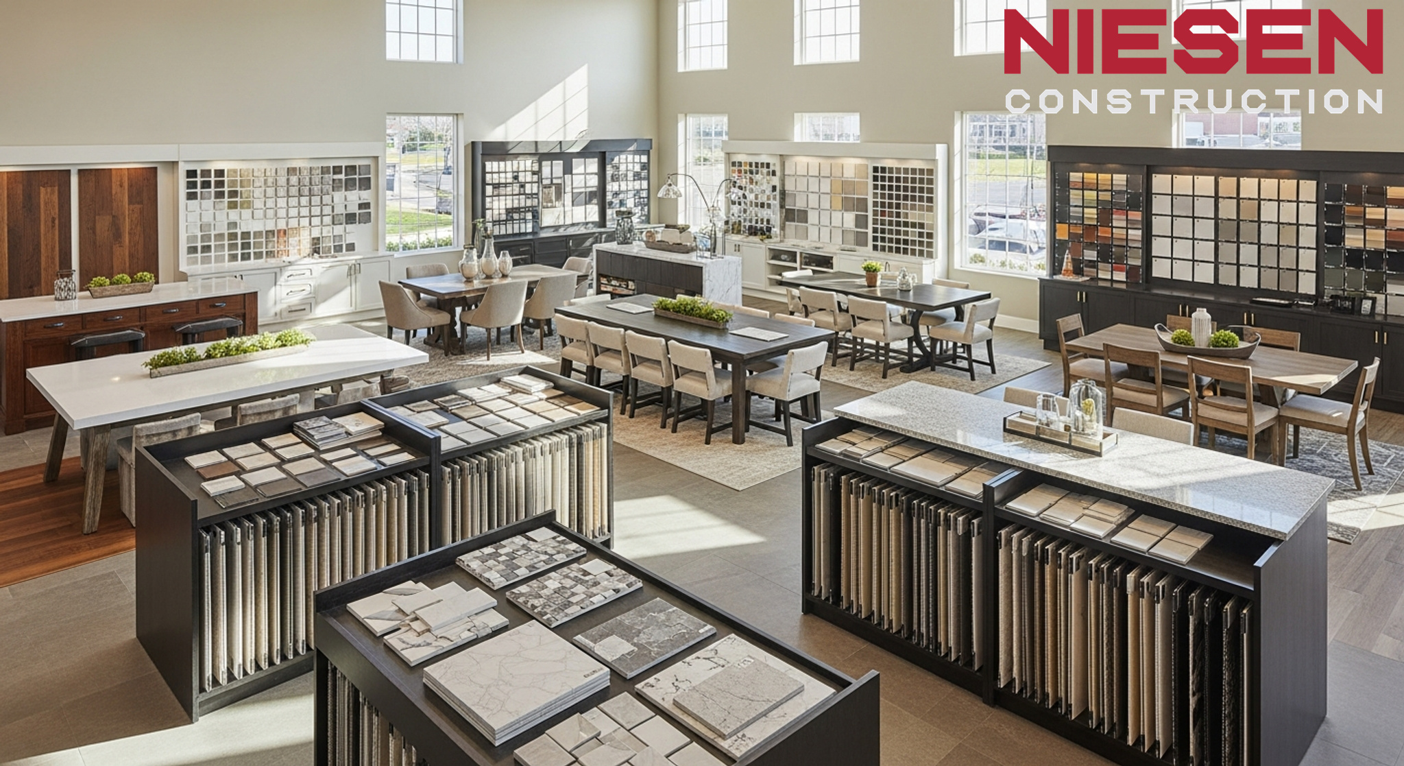 Professional interior designer and custom home builder meeting with homeowners