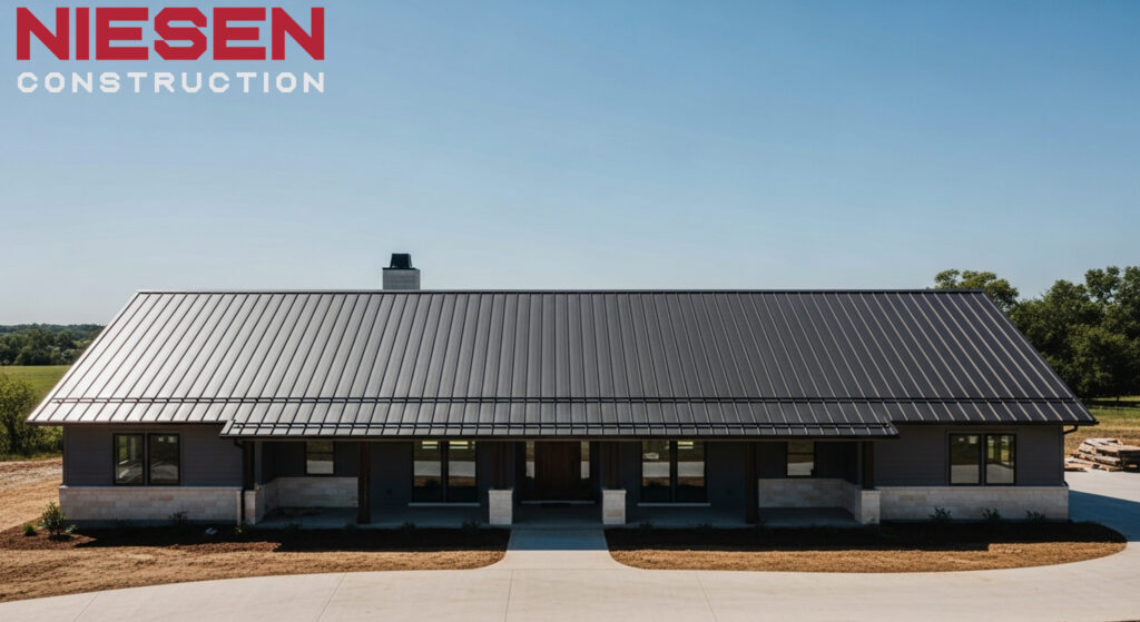 ustom home under construction showing solar-ready electrical infrastructure and roof design considerations